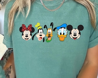 Disney Friends Shirt, Comfort Colors Disney Shirt, Disney Family Shirt, Mickey Minnie Donald Goofy Pluto Heads Tee, Disney Trip Shirt 150369