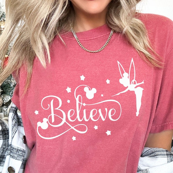 Disney Tinker Bell Believe Shirt, Comfort Colors Unisex Shirt, Disney Fairy Shirt, Disney Vacation Shirt,  Disney Trip Shirt, 150317