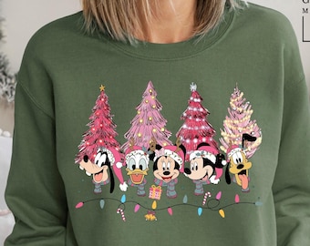 Disney Pink Christmas Sweatshirt, Disney Christmas Sweatshirt, Disney Christmas Hoodie, Mickey and Friends Sweatshirt, 151892