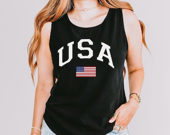 USA Flag Tank Top, Comfort Colors Tank Top, Independence Day Tank Top, 4th of July Shirt, Patriotic America Tank Top 153208