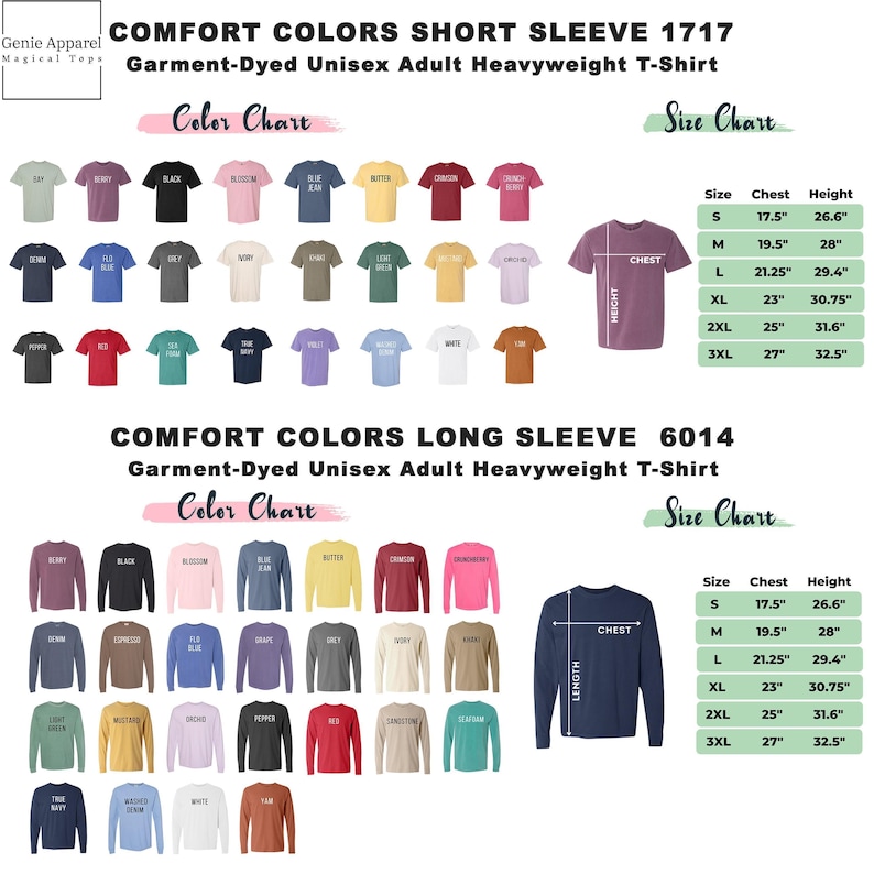 a chart showing the different colors of men's shirts