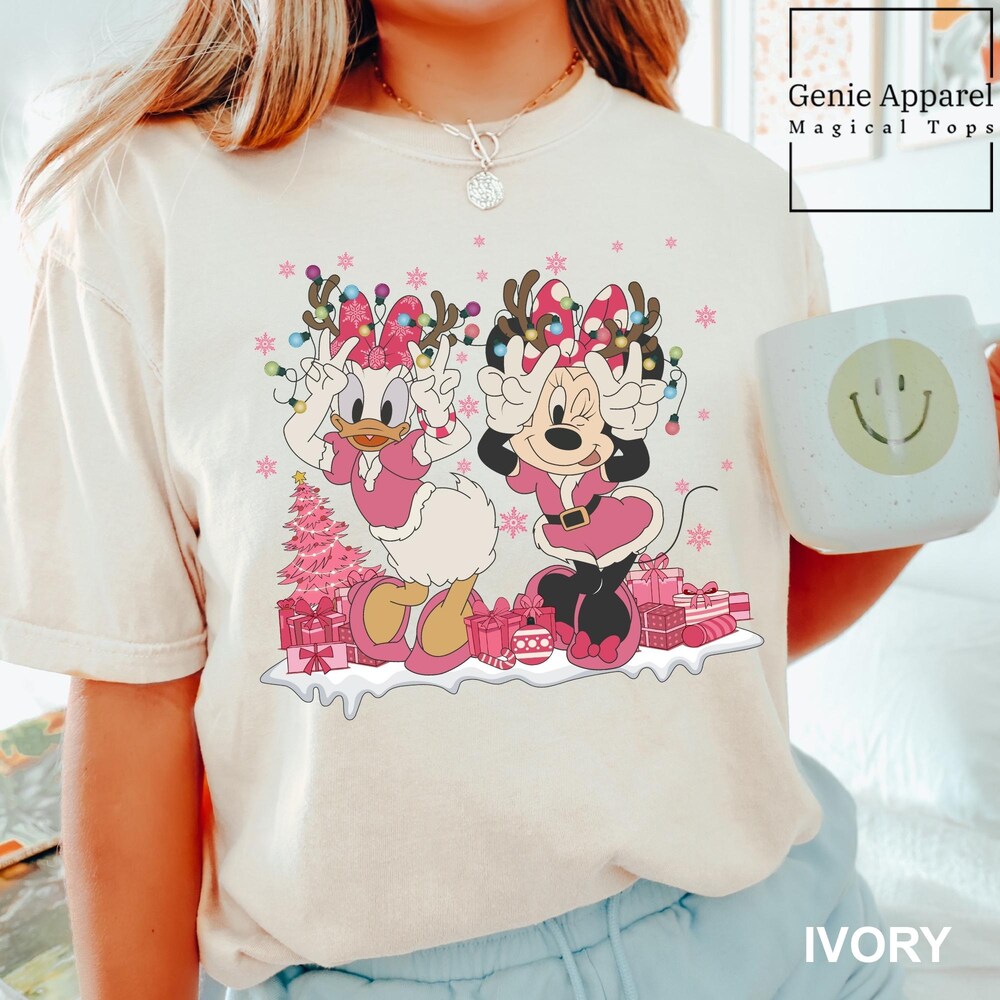 Disney Friends Shirt Disney Minnie And Daisy Pink Christmas Shirt, Comfort Colors Disney Shirt, Disney Family Christmas Shirt, Disney Pink Christmas Shirt 151909 Disneyland Shirt