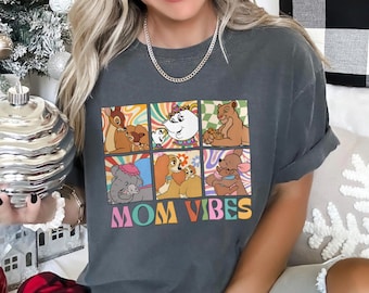 Retro Disney Character Mom Vibes Shirt, Comfort Colors, Duchess, Perdita, Mrs. Potts, Helen Parr, Mrs. Jumbo Shirt,Disneyland Mom Tee 152798