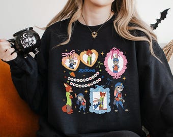 Coquette Mirror Zootopia Sweatshirt, Judy Hopps Nick Wilde Sweatshirt, Welcome To Zootopia Disney Hoodie, Locket Zootopia Crewneck 154525