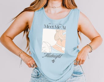 Meet Me At Midnight Tank Top, Comfort Colors Tanks, Disney Cinderella Tank Top, Disney Girls Trip Shirt, Disney Princess Tank Top, 153306