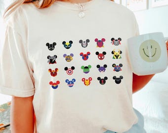 Chemise super-héros Disney Marvel, couleurs confort, chemise oreilles de Mickey Avengers, chemise Marvel, chemise assortie famille Disney, chemise Disney, 152677