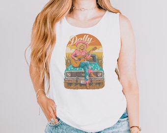 Dolly Parton Tank Top, Vintage Country Music Tanks, Comfort Colors Shirt, Southern Cowgirl Racerback Tank