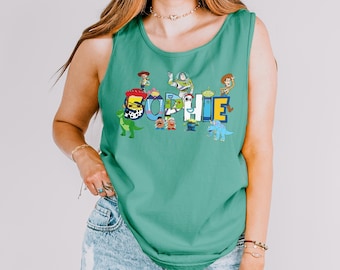 Custom Toy Story Family Tank Top, Comfort Colors Tank Top, Disney Family Shirt, Disney Woody Buzz Tank Top, Toy Story Name Tank Top, 151163