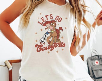 Toy Story Let's Go Cowgirls Tank Top, Comfort Colors Tank Top, Toy Story Shirt, Jessie and Bullseye Tank Top, Toy Story Summer Tank 151352