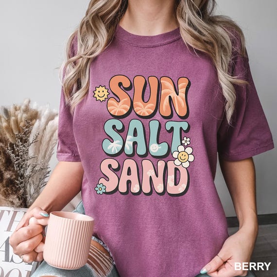 Groovy Sun Salt Sand Shirt, Comfort Colors Retro Summer Beach Tee, 155961