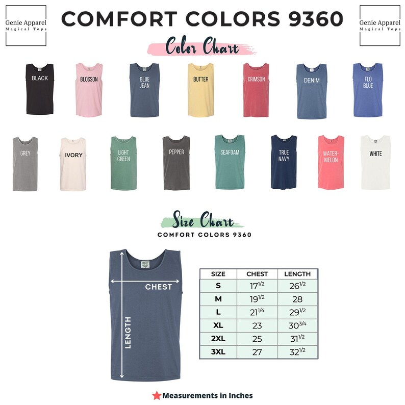 a women's tank top with different colors and sizes
