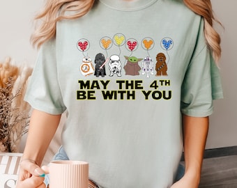 Camiseta "May The 4th Be With You" de personajes de Star Wars, colores cómodos, día de Star Wars, Disney Star Wars, 151293