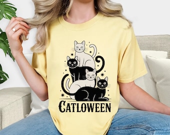 Funny Halloween Shirt, Sarcastic Catloween T-shirt, Spooky Scary Kittens Tee