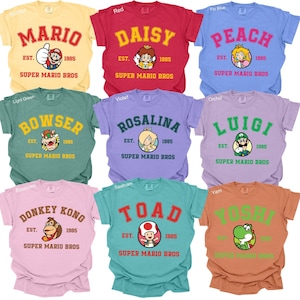 Mario Shirts, Super Mario, Super Mario Shirt, Custom Mario Shirt, Mario Family Matching Shirt, Customized Mario Shirts,Comfort Colors image 1