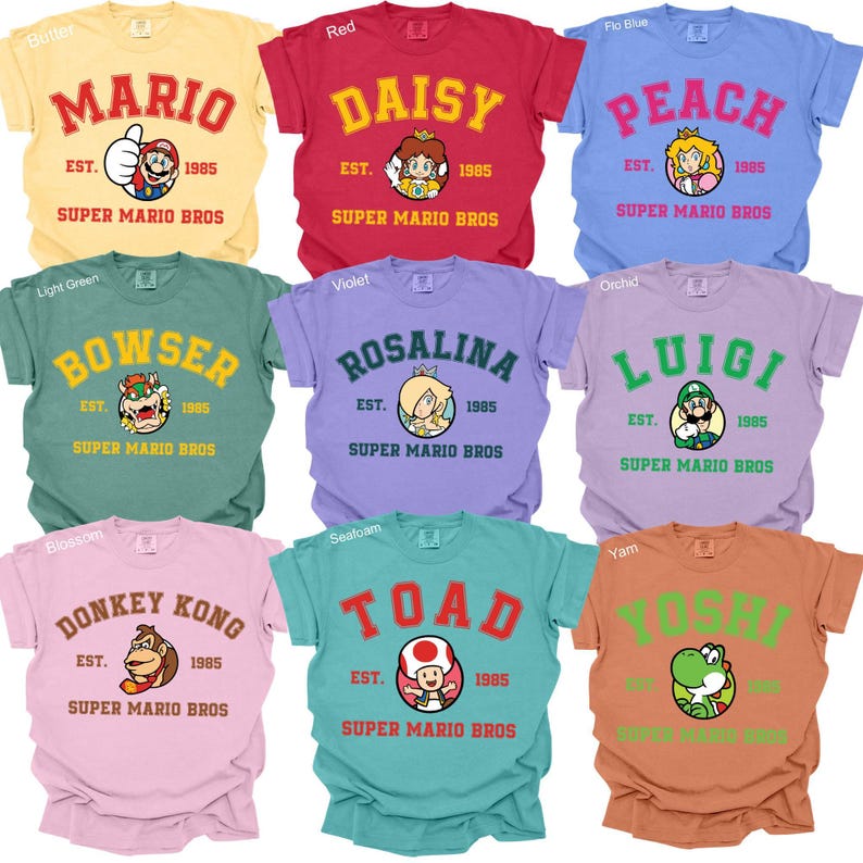 Mario Shirts, Super Mario, Super Mario Shirt, Custom Mario Shirt, Mario Family Matching Shirt, Customized Mario Shirts,Comfort Colors image 1