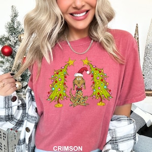 Whimsical Christmas Tree Shirt, With Dog Max Whoville Tree Shirt, Whimsical Green Star Tree Christmas Tree Shirt, Comfort Colors Tee, 152312