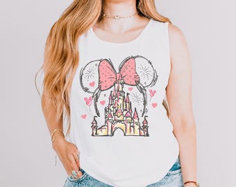 Disney Castle Minnie Tank Top, Comfort Colors Tank Top, Disney Castle Shirt, Disney Minnie Mouse Tank Top, Disney Family Trip Shirt, 151943