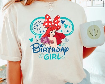 The Little Mermaid Birthday Girl Shirt, Comfort Colors Disney Shirt, Disney Birthday Shirt,  Disney Ariel The Mermaid Shirt, 151156