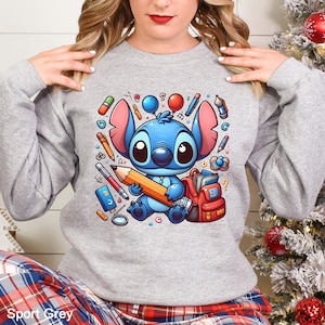 Stitch Back To School Sweatshirt, Stitch First Day Of School Hoodie, Disney School Hoodie, Disney Back to School Crewneck, 153354