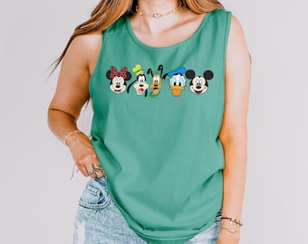 Disney Friends Tank Top, Comfort Colors Tank Top, Disney Trip Shirt, Mickey Minnie Donald Goofy Pluto Tank Top, Disney Summer Shirt 150369