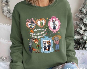 Coquette Mirror Zootopia Sweatshirt, Judy Hopps Nick Wilde Sweatshirt, Welcome To Zootopia Disney Hoodie, Locket Zootopia Crewneck 154536