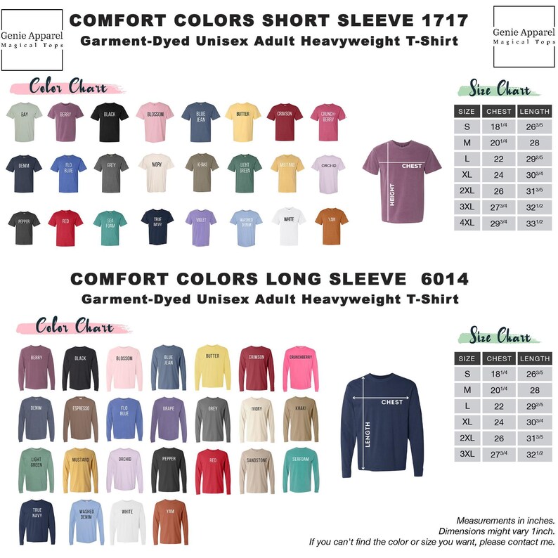 The image is a collection of various t-shirt designs and sizes, including a long sleeve t-shirt, a short sleeve t-shirt, and a size chart for the t-shirt. The colors and styles of the t-shirts are diverse, offering a range of options for customers to choose from.