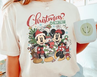 Mickey and Minnie Christmas On Main Street Shirt, Comfort Colors Disney Shirt, Disney Christmas Shirt, Mickey Minnie Christmas Shirt, 152330