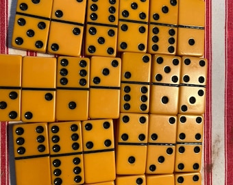Vintage Butterscotch Dominoes, 28-Tile Set