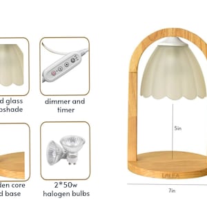 Candle warming lamp, dimmable and with timer, faded glass lampshade