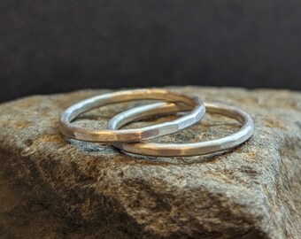 Silver Stacking Rings, Set of 2 handmade rings, Choose your size