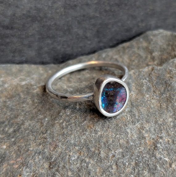 Australian Boulder Opal Ring - Size 7.5