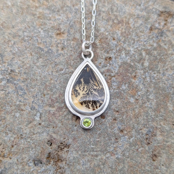 Dendritic Agate and Tourmaline Necklace
