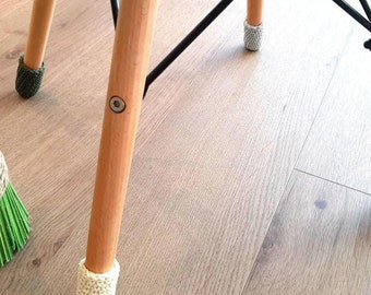 Stuhlsocken SET 4x Stuhlbeinsocken Bodenschoner rund eckig Stuhl Überzieher handmade inDE Stuhlgleiter gestrickt gehäkelt 3 Größen boho deko