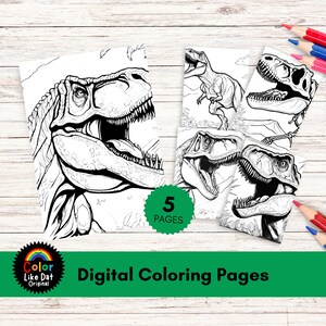 T-Rex Dinosaur Coloring Book Pages, Easy, Fun, Large-Print Animal Coloring Book For Kids Boys, Girls, and Adults