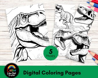 T-Rex Dinosaur Coloring Book Pages, Easy, Fun, Large-Print Animal Coloring Book For Kids Boys, Girls, and Adults