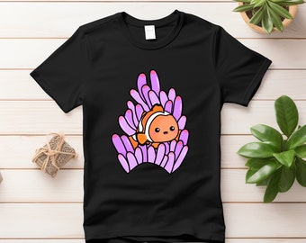 Divertido pez payaso Kawaii fiesta traje niños niño bebé camiseta - lindo divertido niños niño bebé niña camiseta - acuario regalo camiseta