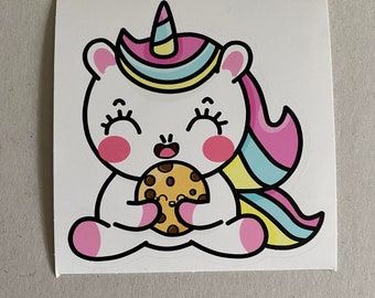 Kawaii Unicorn Cookie Paquete de 4 pegatinas para computadora portátil (paquete de 4) Pegatinas lindas y divertidas para niños pequeños y niñas