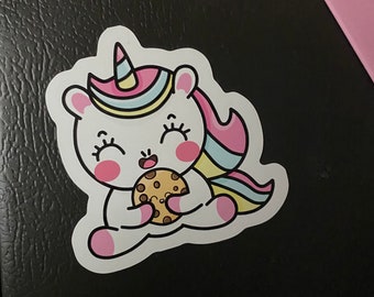 Galleta de unicornio Kawaii, paquete de 4 imanes, imán divertido para niños pequeños y niñas, imán para refrigerador de cocina