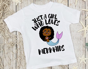 Sólo una chica que ama las sirenas niños niño bebé camiseta - lindo divertido niños niño bebé niña camiseta - Ocean Lover regalo camiseta