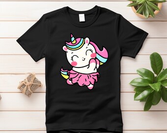 Disfraz de bailarina de bailarina de unicornio, camiseta para niñas pequeñas, camiseta bonita y divertida para niñas pequeñas, camiseta de regalo con unicornio