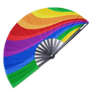 Rainbow Swirl Fan – Trippy Pride Clack Fan for Queer Celebrations