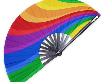 Rainbow Swirl Fan – Trippy Pride Clack Fan for Queer Celebrations