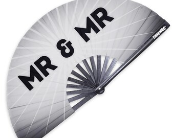 Mr & Mr Fan - Gay Wedding Hand Fan for Grooms and LGBTQ+ Ceremonies