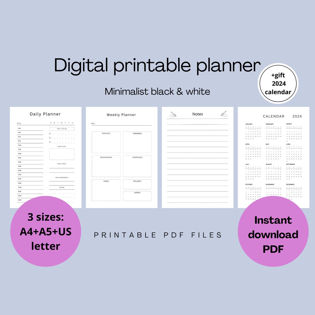 Printable Daily & Weekly Planner Bundle Undated Timeless Planner ...