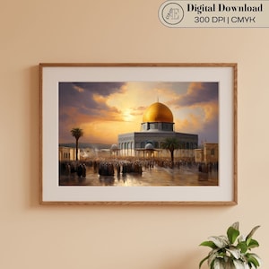 Printable Al-Aqsa Mosque Art | Jerusalem Masjid Print | Digital Download Islamic Wall Decor | Muslim Home Gift | Palestine Oil Painting