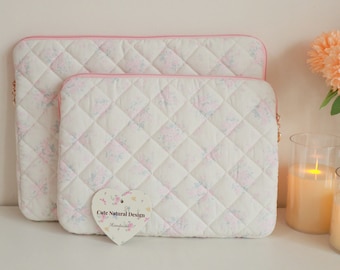 Pink Floral iPad Sleeve, Quilted laptop bag, laptop accessories, custom laptop sleeve, Organizer Bag, iPad cover, Christmas gift, iPad bag