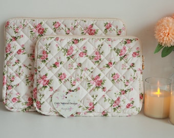 Floral iPad Sleeve, Quilted MacBook sleeve, cute laptop cover, Christmas gift, iPad cover case, iPad protector, school laptop purse