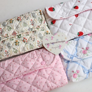 Quilted Floral Nintendo Switch 1&2 Case with game card storage, Cute Switch Lite bag/OLED Sleeve, Padded Zipper Pouch, Present for Gamers