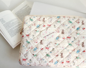Cute Puppy iPad Sleeve, Quilted Tablet sleeve, personalized laptop bag, dell laptop cover, Organizer Bag, iPad cover case, Christmas gift