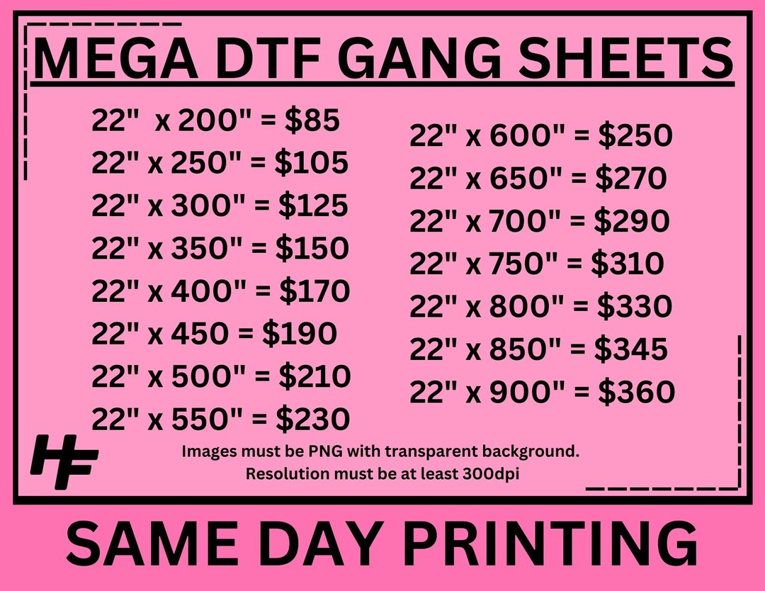 22" Custom DTF Gang Sheet | Direct to Film Transfers | DTF Transfers ...
